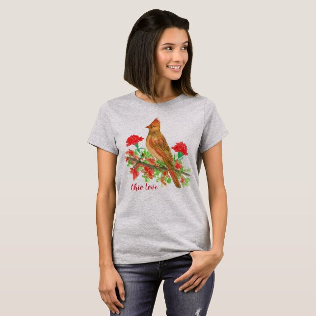 Ohio Love Cardinal State Bird T-Shirt (Front Full)