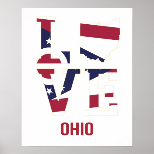 Ohio Love State Flag USA Poster