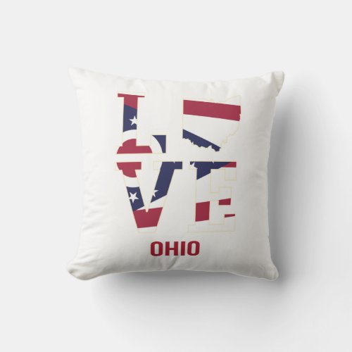Ohio Love State Flag USA Throw Pillow