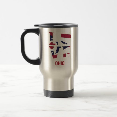 Ohio Love State Flag USA Travel Mug