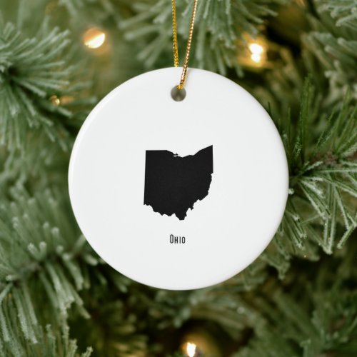 Ohio Map _ Black and White Modern Ohio Map Ceramic Ornament
