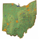 Ohio Map Keychain Cut Out<br><div class="desc">This key-chain, shaped like the state of Ohio, displays a relief map of the state surrounded by a gold effect border. An attractive token of Ohian memories.
Map derived from images at nationalatlas.gov.</div>