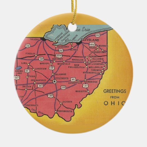 Ohio Map Ornament
