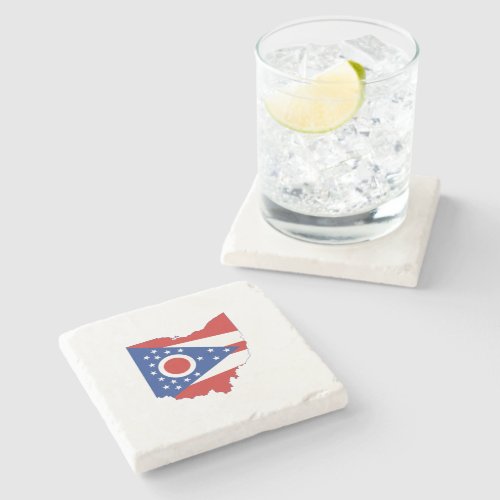 Ohio Map Shaped Buckeye State Flag Ohioan Stone Coaster