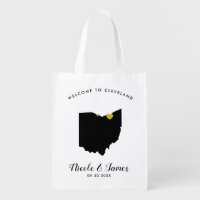 Ohio Map Wedding Welcome Bag, Black & Gold Tote