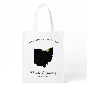 Ohio Map Wedding Welcome Bag, Black & Gold Tote