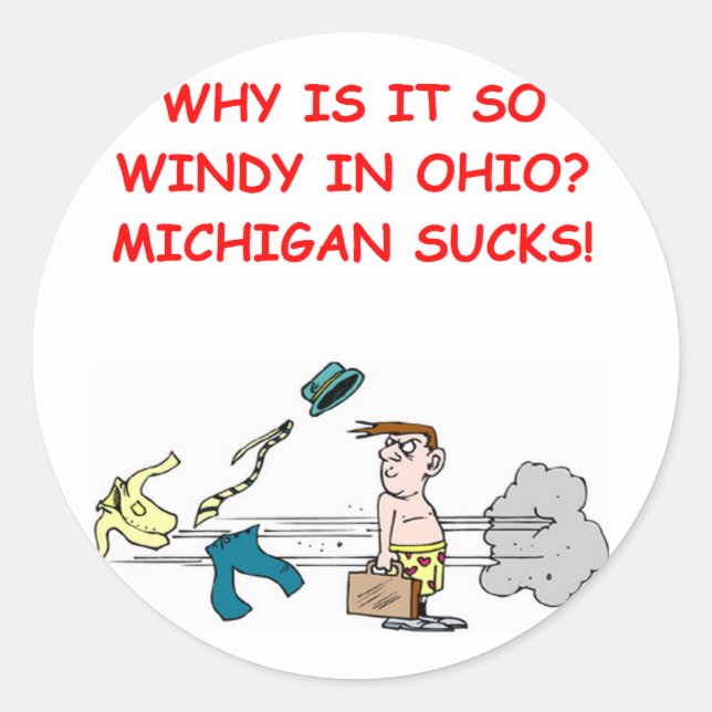 ohio michigan joke classic round sticker (Front)