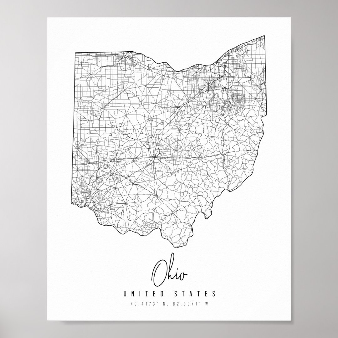 Ohio Minimal Street Map Poster | Zazzle