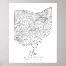 Ohio Minimal Street Map Poster