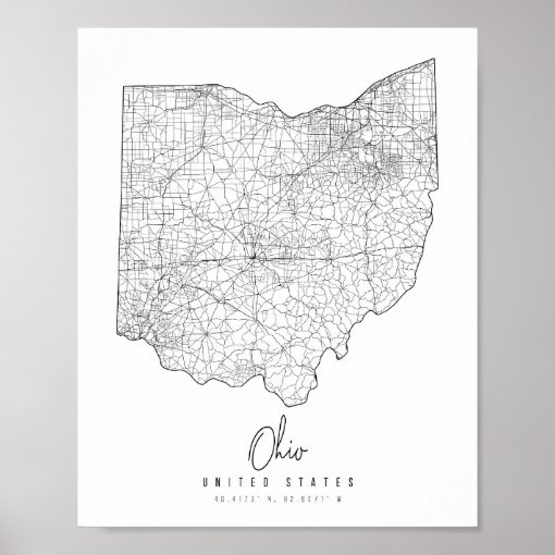 Ohio Minimal Street Map Poster 