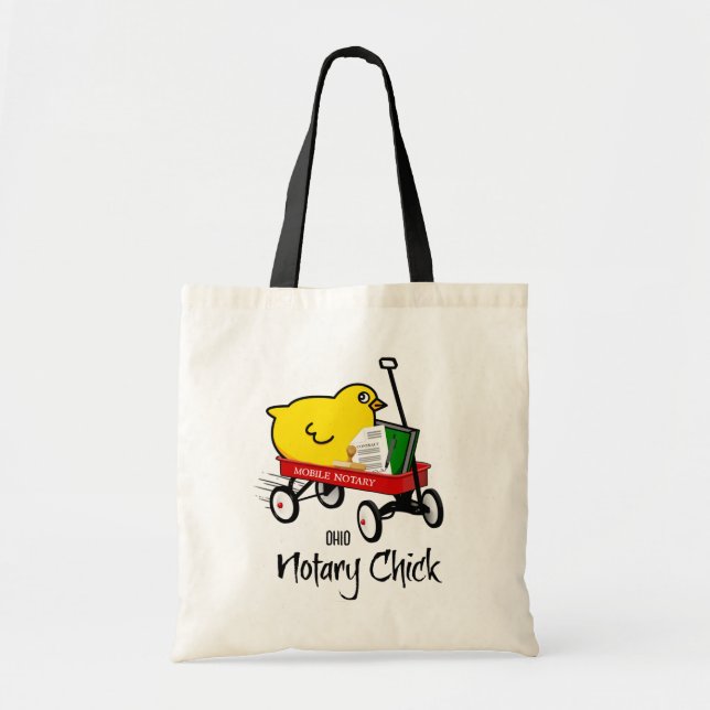 Ohio Mobile Notary Chick Red Wagon Tote Bag (Front)