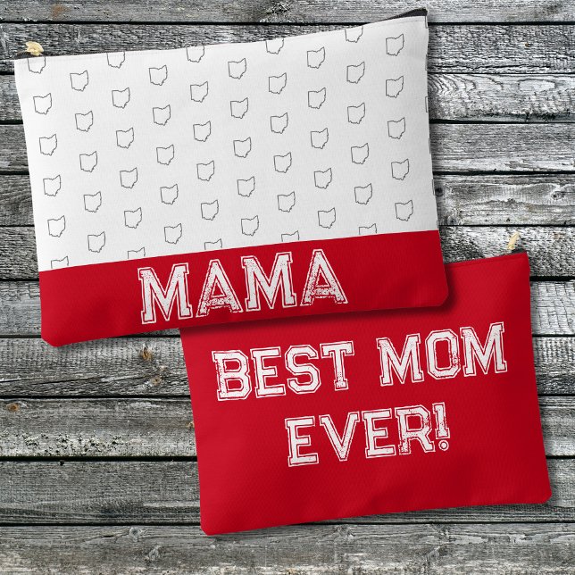 Ohio Mom Mother's Day Gray and White Accessory Pouch (Creator Uploaded)