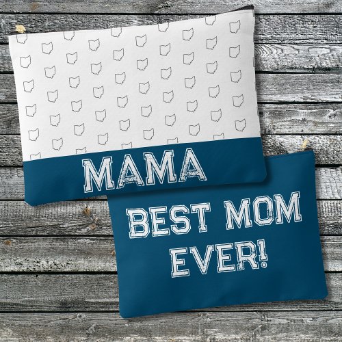 Ohio Mom Mothers Day Gray and White Accessory Pouch