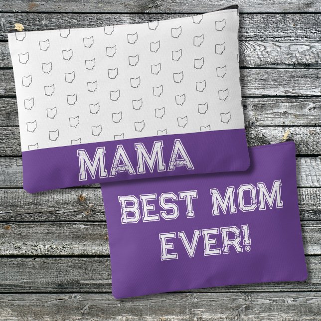 Ohio Mom Mother's Day Gray and White Accessory Pouch (Creator Uploaded)