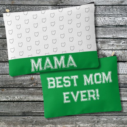 Ohio Mom Mothers Day Gray and White Accessory Pouch
