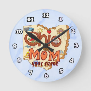 Ohio Mom Round Clock