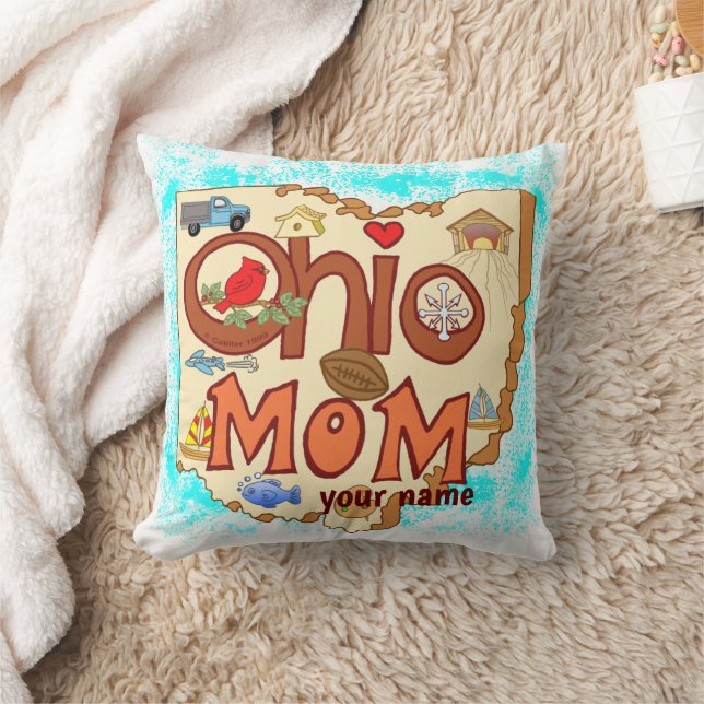 Ohio Mom  Throw Pillow (Blanket)