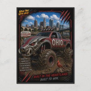 Ohio Monster Truck Off Road Art Postcard