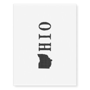 Ohio Name with State Shaped Letter Temporary Tattoos