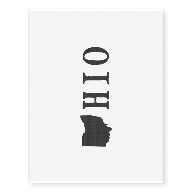 Ohio Name with State Shaped Letter Temporary Tattoos (Front)