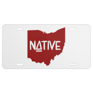 Ohio Native red and white, show your Ohio Pride! License Plate