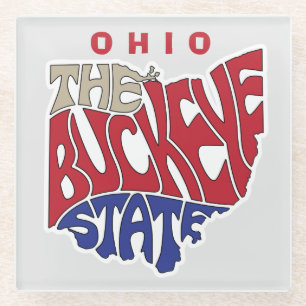 Ohio Nickname Word Art Glass Coaster