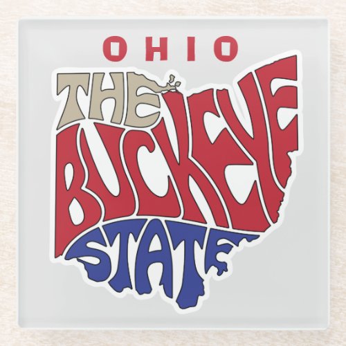 Ohio Nickname Word Art Glass Coaster