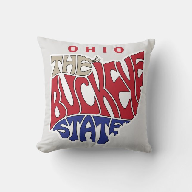 Ohio Nickname Word Art Throw Pillow (Front)