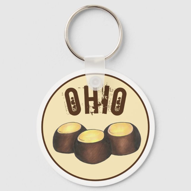 Ohio OH Peanut Butter Buckeye Buck Eye Nut Candy Keychain (Front)