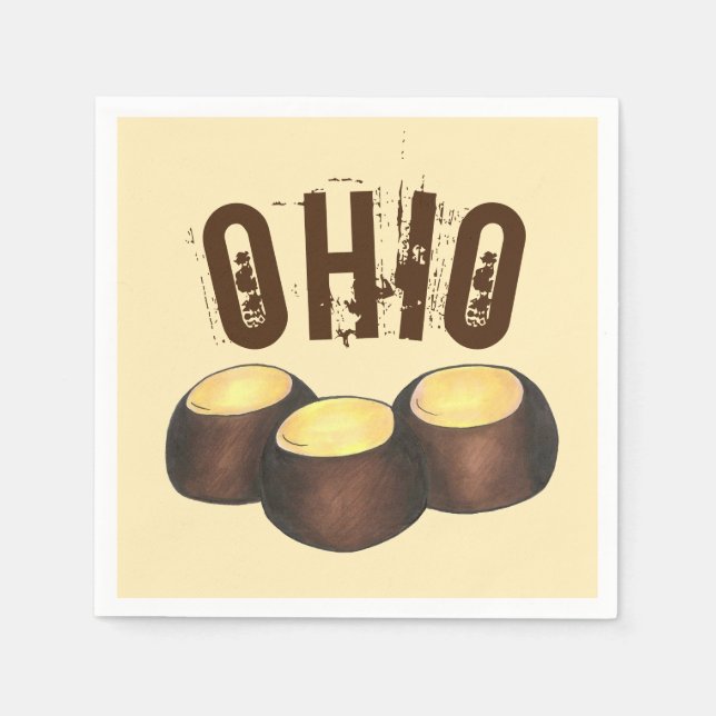Ohio OH Peanut Butter Buckeye Buck Eye Nut Candy Napkins (Front)
