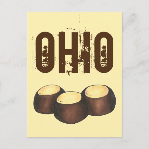 Ohio OH Peanut Butter Buckeye Buck Eye Nut Candy Postcard
