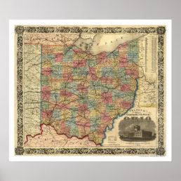 Ohio Railroad Map 1854 Poster