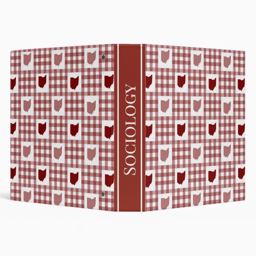Ohio Red Gingham 3 Ring Binder