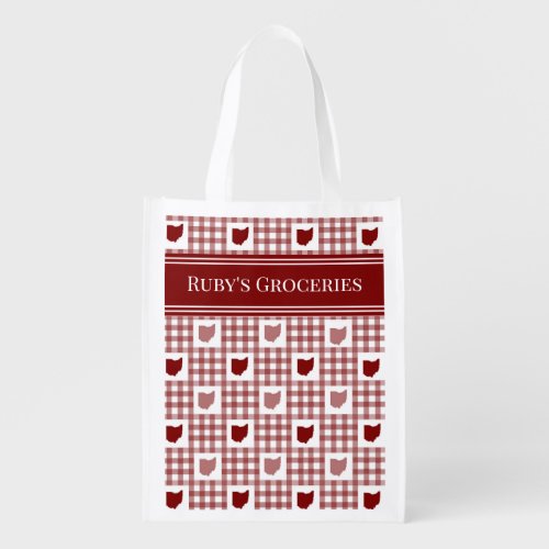 Ohio Red Gingham Grocery Bag