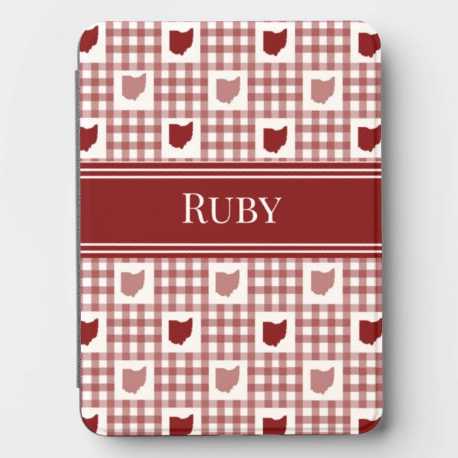 Ohio Red Gingham Kindle Cover (Front)