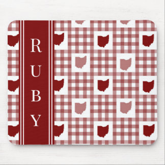 Ohio Red Gingham Mouse Pad