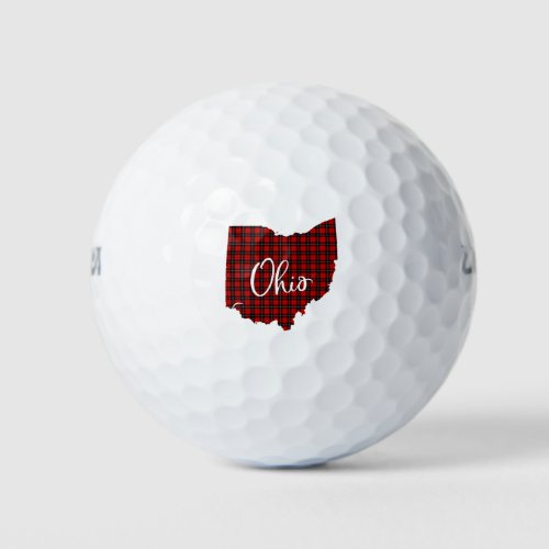 Ohio Red Plaid State Matching Pajama Family Golf Balls