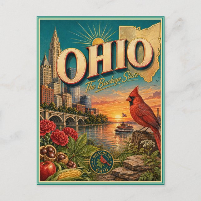 Ohio Retro Travel Souvenir Postcard (Front)