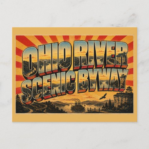 Ohio River Scenic Byway Valley Hills River Art Postcard
