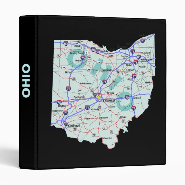 Ohio Road Map Avery Binder (Front/Spine)