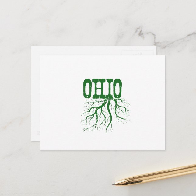 Ohio Rooted Green Ohioan Tree Roots Buckeye Postcard (Front/Back In Situ)