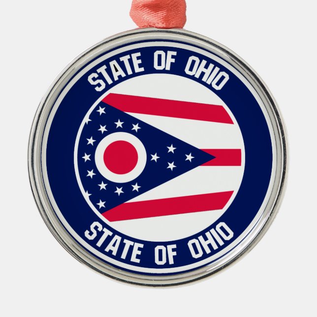 Ohio Round Emblem Metal Ornament (Front)