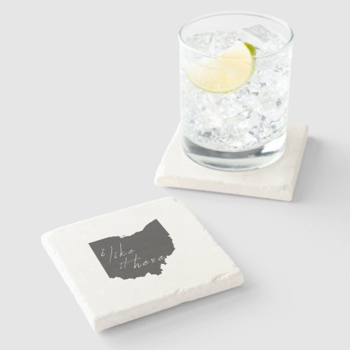 Ohio Shaped I Like It Here Black Chalkboard Stone Coaster