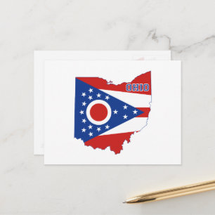 Ohio Shaped Ohioan State Flag with Buckeye Name Postcard