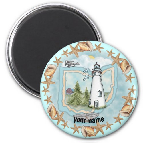 Ohio Shells Lighthouse custom name magnet