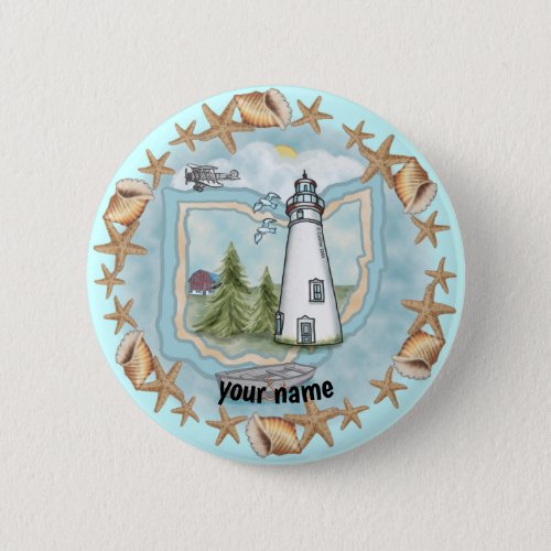 Ohio Shells Lighthouse custom name  pin button