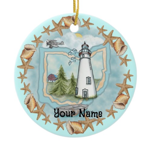 Ohio Shells Lighthouse Ornament