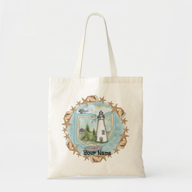 Ohio Shells Lighthouse Tote Bag (Front)