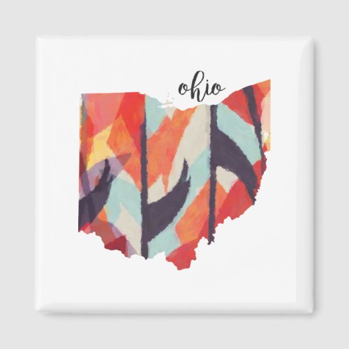 Ohio silhouette hand lettering magnet