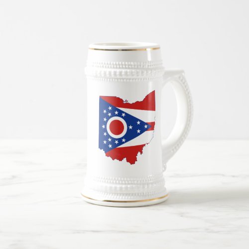 Ohio Silhouette Map Shaped State Flag Beer Stein